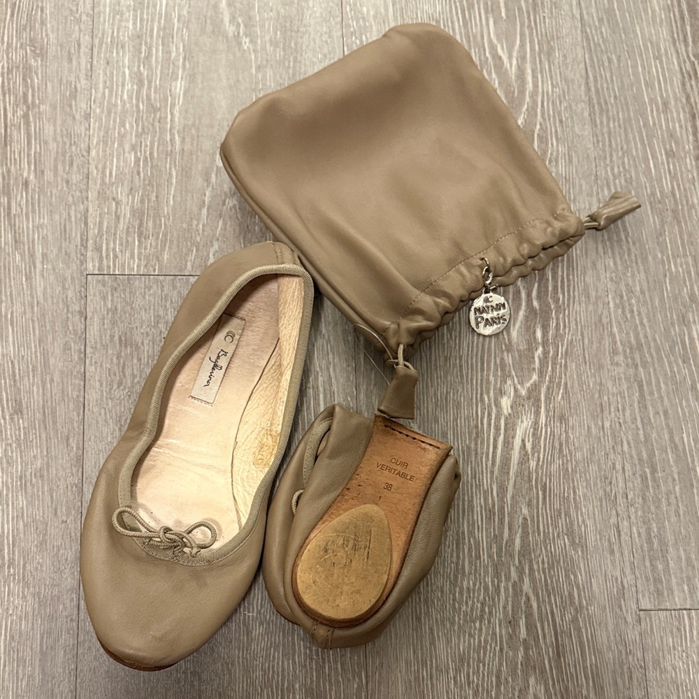 Repetto Beige Foldable Ballet Flats with Pouch